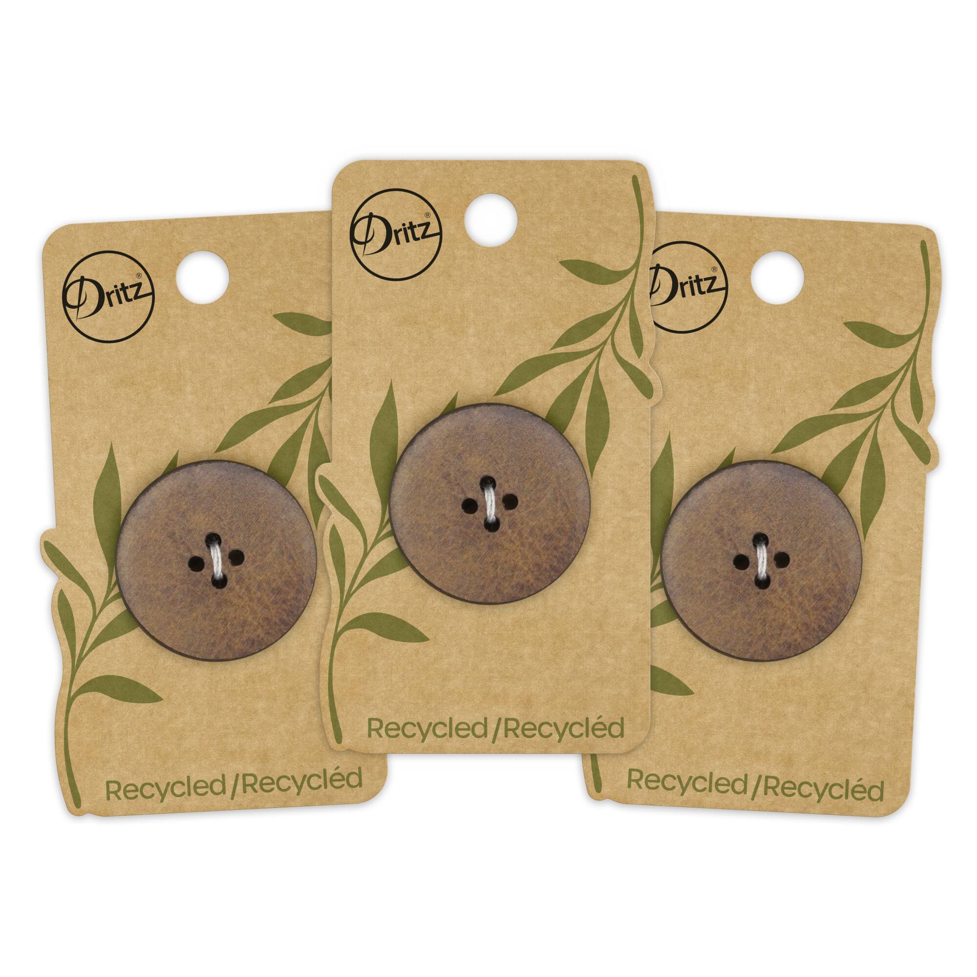 Dritz® 30mm Medium Brown Recycled Leather Round Button, 3ct.